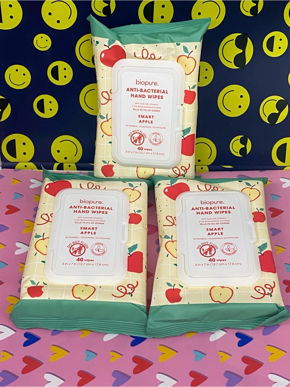 Smart Apple Anti-Bacterial Hand Wipes biopure 3 packs